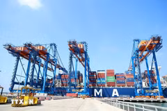 Containers of goods at Gemalink International Port, part of Vietnam's Cai Mep–Thi Vai port complex. (Photo: VNA)