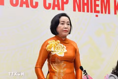 NA Vice Chairwoman Nguyen Thi Thanh speaks a press briefing about the progress of the 16th National Assembly (NA) and People’s Councils at all levels for the 2026–2031 tenure. (Photo: VNA)