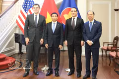 Deputy Prime Minister Nguyen Van Thang (second, from left) and US Department of Commerce officials, including Under Secretaries Jeffrey Kessler (second, from right) and William Kimmitt (first, from left). (Photo: VNA)