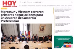 A story on the Vietnam–Mercosur PTA negotiations published by Paraguay’s Hoy news outlet. (Photo: VNA)