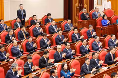 Officials attend the fourth plenum of the 14th Party Central Committee (Photo: VNA) 