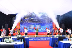 The groundbreaking ceremony of the headquarters of the Regional Counter Cybercrime Hub for Asia-Pacific at the Hoa Lac Hi-Tech Park in Hanoi on July 10, 2026. (Photo: VNA)