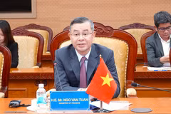 Vietnamese Minister of Finance Ngo Van Tuan speaks at the meeting with Australian Minister for International Development Anne Aly. (Photo: Courtesy of the Finance Ministry)
