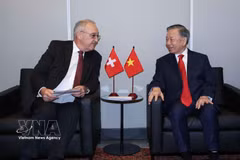 General Secretary of the Communist Party of Vietnam Central Committee and President To Lam (right) meets with Swiss President Guy Parmelin in New York on September 22, 2026 on the sidelines of the high-level general debate at the 81st session of the United Nations General Assembly (Photo: VNA)