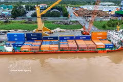 Imported containers from China are unloaded at Cai Cui Port in Can Tho city on September 24, 2026. (Photo: VNA) 