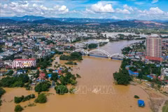 The central area of ​​Thai Nguyen province is deeply submerged in floodwater. (Photo: VNA)