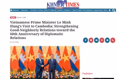 The article by Uch Leang, Acting Director of Asian, African, and Middle East Studies of the International Relations Institute of Cambodia (IRIC) and the President of the Cambodia Alumni from Vietnam Association (CAVA) on Khmer Times (Photo: VNA)