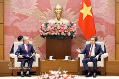 National Assembly President Tran Thanh Man (R) and Chairman of the Korea–Vietnam Friendship Association Lee Shin-jae. (Photo: VNA)