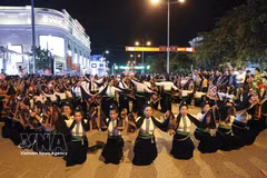 An impressive Xoe Thai dance performance at the “Northwest Quintessence” street festival. (Photo: VNA)
