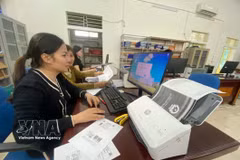 Officials in Xuan Hoa commune, Thanh Hoa province, are digitising land information data. (Photo: VNA)