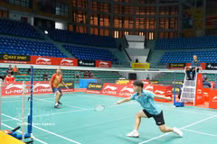 Athletes compete in the men’s singles at the Li-Ning Vietnam International Series 2026 in Bac Ninh province on August 18. (Photo: VNA)