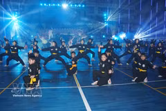 Martial artists perform in a mass demonstration at the opening ceremony of the first Ho Chi Minh City International Traditional Martial Arts Championship and the 19th Ho Chi Minh City Open Traditional Martial Arts Festival on July 23, 2026. (Photo: VNA)