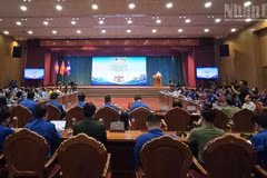 Delegates at the youth exchange programme between Gia Lai and four southern Lao and three northeastern Cambodian provinces on August 26 (Photo: nhandan.vn)