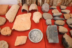 Over 2,300 pieces of bronze drum moulds were discovered at Luy Lau ancient citadel. (Photo: VNA)