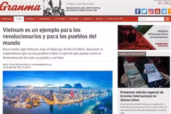 The article entitled “Vietnam es un ejemplo para los revolucionarios y para los pueblos del mundo" (Vietnam is an example for revolutionaries and peoples around the world), on Granma. (Photo: VNA)