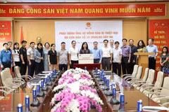 Minister of Health Dao Hong Lan and ministry staff present donations from the ministry to the VFF Central Committee (Photo: VNA)