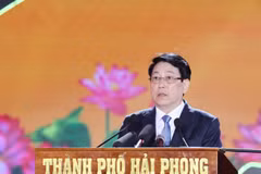State President Luong Cuong speaks at the ceremony to mark the 70th anniversary of Liberation Day of Hai Phong (Photo: VNA)