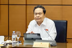 National Assembly President Tran Thanh Man speaks at the event. (Photo: VNA)