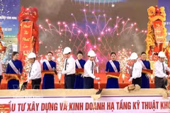 A view of the groundbreaking ceremony for Tay Giang Industrial Park in Gia Lai province on August 19 (Photo: VNA)