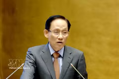 Minister of Foreign Affairs Le Hoai Trung speaks at the national conference on September 3 on studying, disseminating and implementing a number of Politburo resolutions and directives. (Photo: VNA)