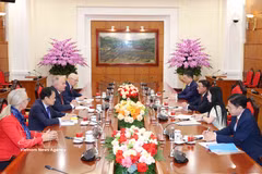 The meeting between Politburo Member and Standing Member of the Communist Party of Vietnam (CPV) Central Committee’s Secretariat Tran Cam Tu and President of the Hungarian Workers’ Party Gyula Thürmer in Hanoi on October 5, 2026 (Photo: VNA)