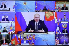 Leaders of ASEAN member states and Russia attend the 4th ASEAN-Russia Summit, held virtually on October 28, 2021. (Photo: Screenshot) 