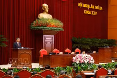 Party General Secretary and State President To Lam speaks at the closing ceremony of the third meeting of the 14th Party Central Committee. (Photo: VNA)