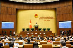 The National Assembly passes the revised Law on Dissemination and Education of Law by voting (Photo: VNA) 