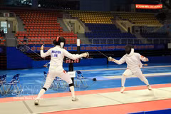 The women’s team final in the épée event between two Vietnamese teams (Photo: VNA)