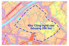 Map showing the proposed location for the Can Tho High-Tech Park. (Photo: People's Committee of Can Tho city)