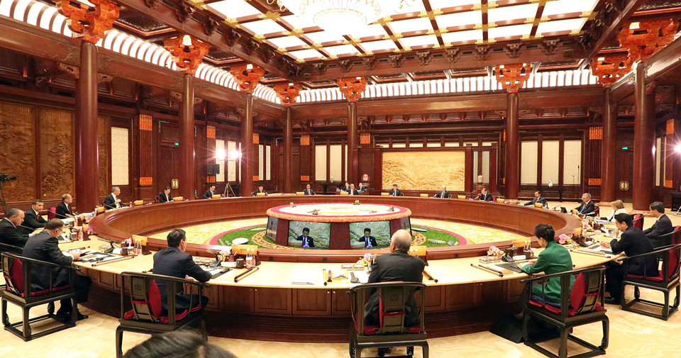 President Truong Tan Sang at the first closed session on “Promoting Regional Economic Integration”of the 22nd APEC Economic Leaders’ Meeting in China, 2014. (Photo: Nguyen Khang - VNA)