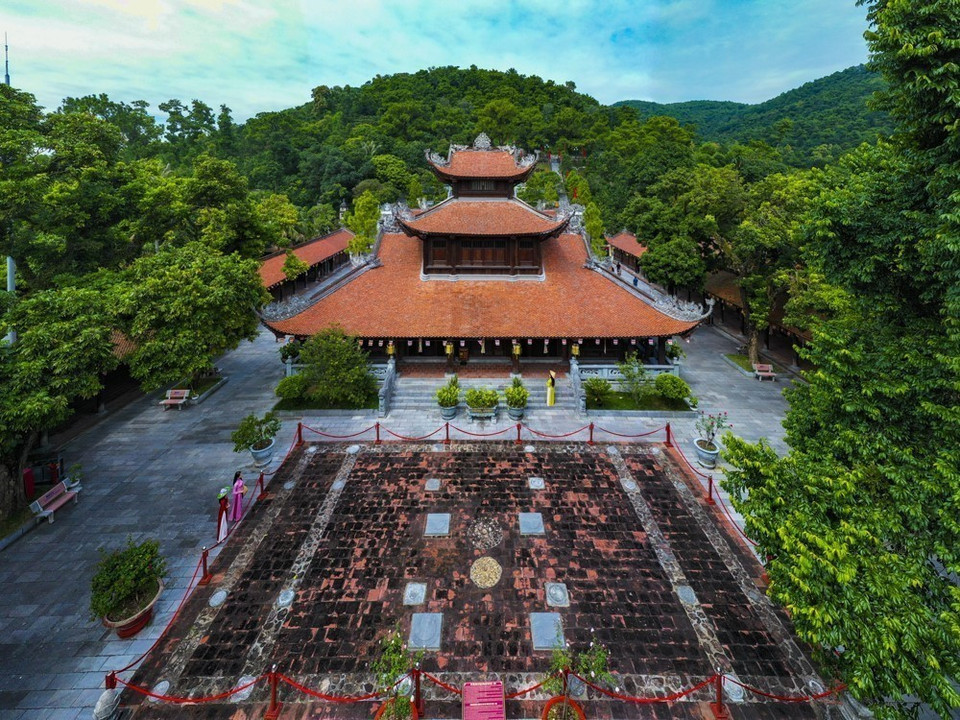 The original foundation of the Cuu Pham Lien Hoa (nine-story lotus tower) at Con Son Pagoda was discovered during archaeological excavations from 2014 to 2015. (Photo: VNA)