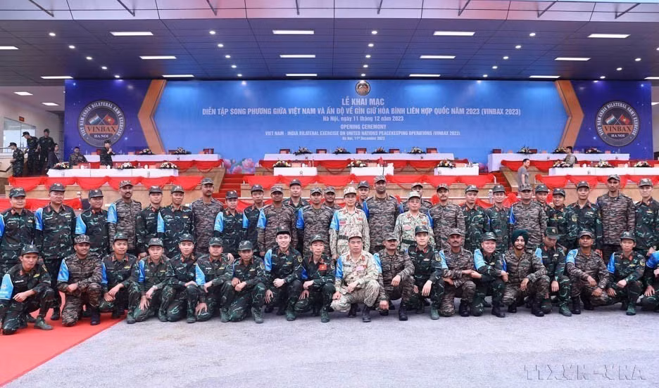 Opening ceremony of the Vietnam-India bilateral exercise on United Nations peacekeeping in 2023. (Photo: VNA)