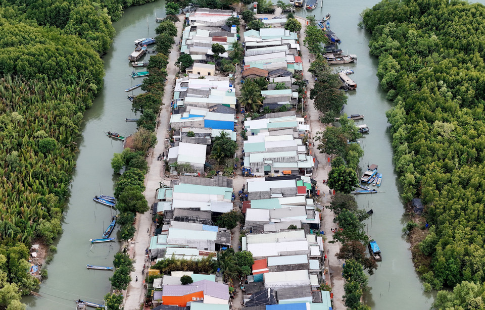 The central area of Thieng Lieng Island hamlet, Thanh An Island commune, Can Gio district. (Photo: VNA)