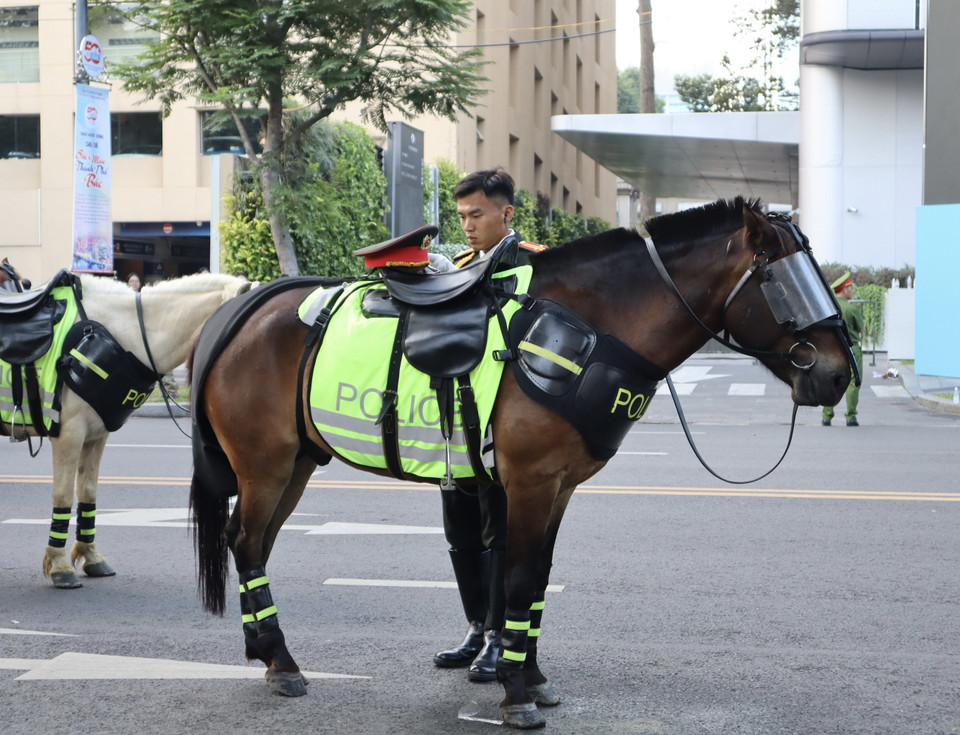 A cavalry soldier preparing for the full dress rehearsal. (Photo: VNA)