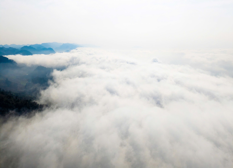 A sea of clouds over Pa Phach peak on Moc Chau plateau (Photo: VNA)