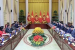 At the talks between State President Luong Cuong and Sri Lankan President Anura Kumara Dissanayaka. (Photo: VNA)
