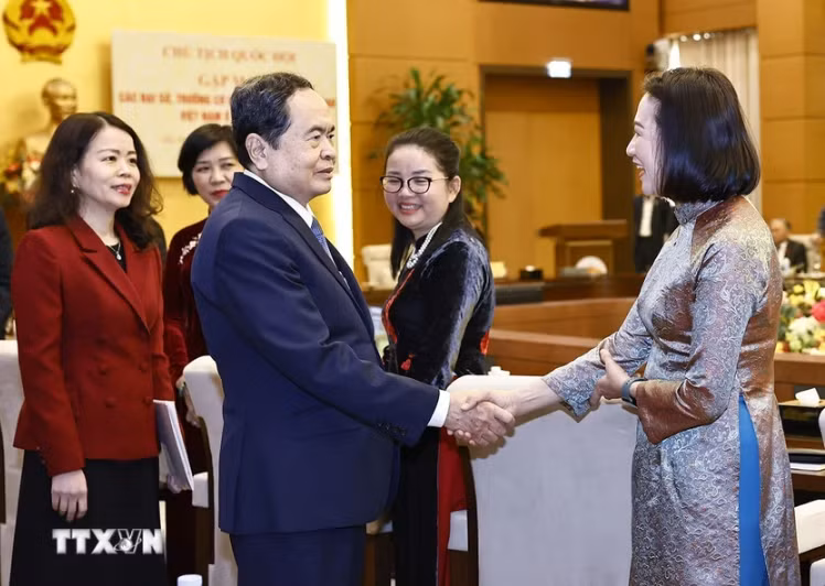 NA Chairman Tran Thanh Man meets with new ambassadors and heads of representative agencies abroad on December 18. (Photo: VNA)