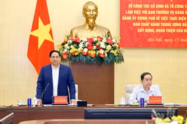 Prime Minister Pham Minh Chinh speaks at the working session on July 15 to review the implementation of Resolution No. 60-NQ/TW. (Photo: VNA)