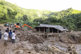 Landslides in Hang Xu Pi village, Xa Dung commune, Dien Bien province. (Photo: VNA)