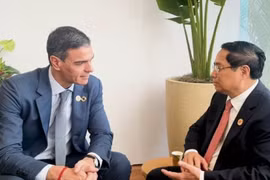 Prime Minister Pham Minh Chinh (R) meets with Spanish Prime Minister Pedro Sanchez on the sidelines of the G20 Summit in Brazil in 2024. (Photo: VGP)