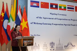 Chinese Ambassador to Myanmar Ma Jia delivers a speech at the signing ceremony of the Agreement of Cooperation on Projects of Mekong-Lancang Cooperation Special Fund 2025 in Nay Pyi Taw on August 5, 2025. (Photo: Chinese Embassy in Myanmar)
