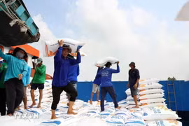 Rice loading for export (Photo: VNA)