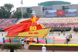 At the state-level rehearsal for the National Day parade in Hanoi (Photo: VNA)