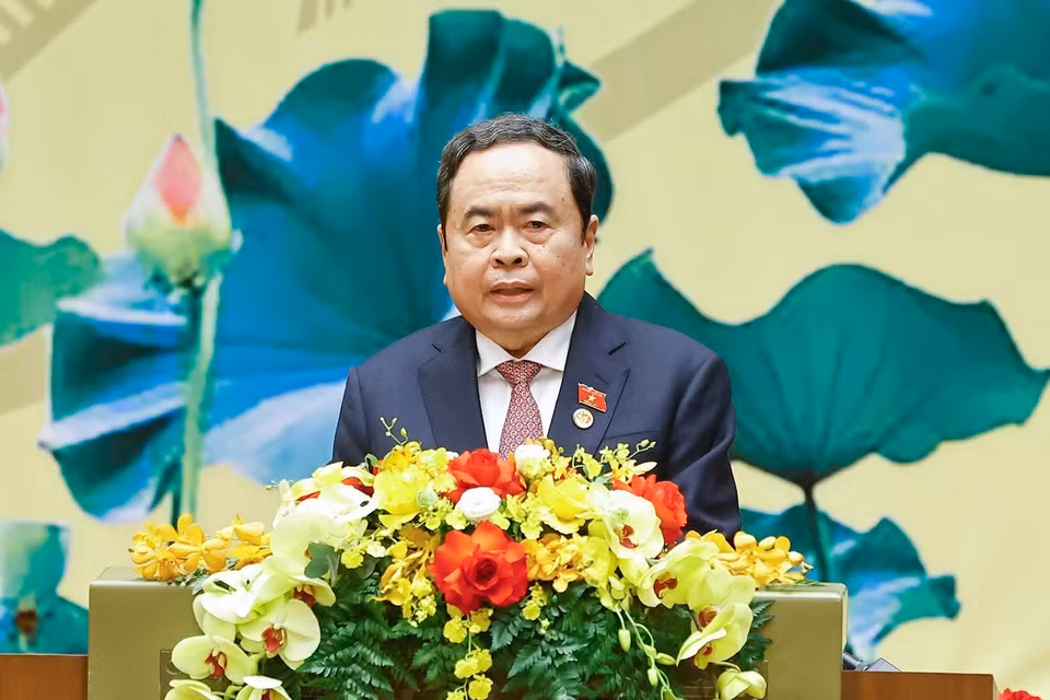 National Assembly Chairman Tran Thanh Man delivers a speech at the ceremony. (Photo: VNA)