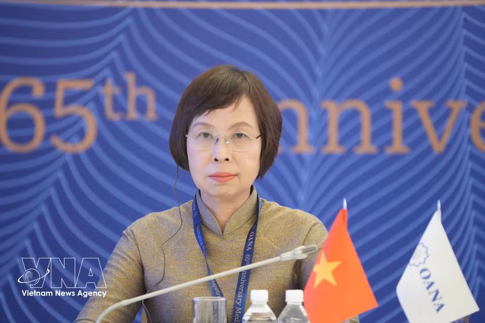 VNA General Director Vu Viet Trang at the plenary session marking the 65th anniversary of OANA. (Photo: Van Hieu/VNA)