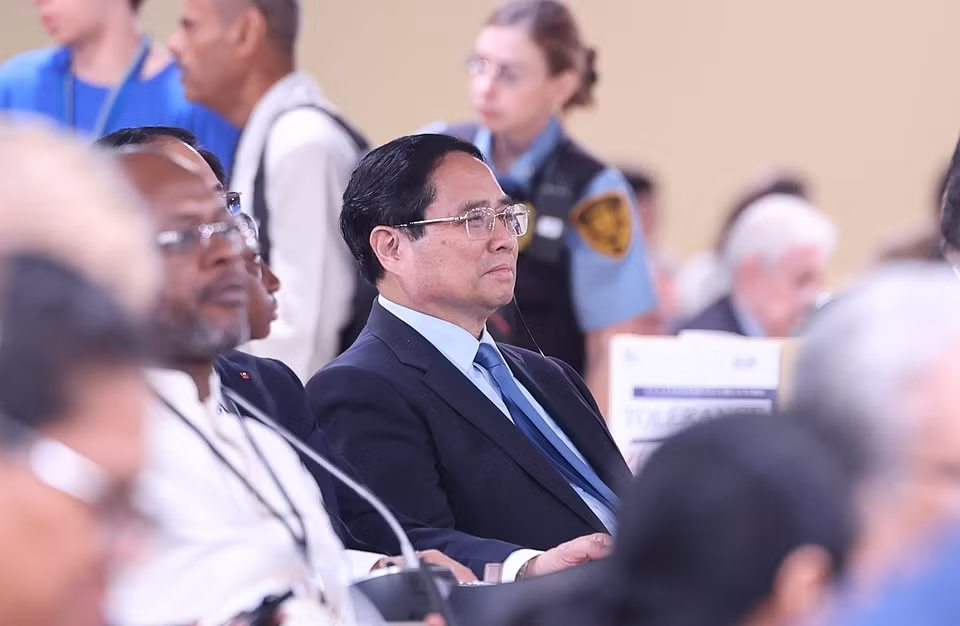 Prime Minister Pham Minh Chinh at the opening of UNOC 3 in Nice, France. (Photo: VNA)