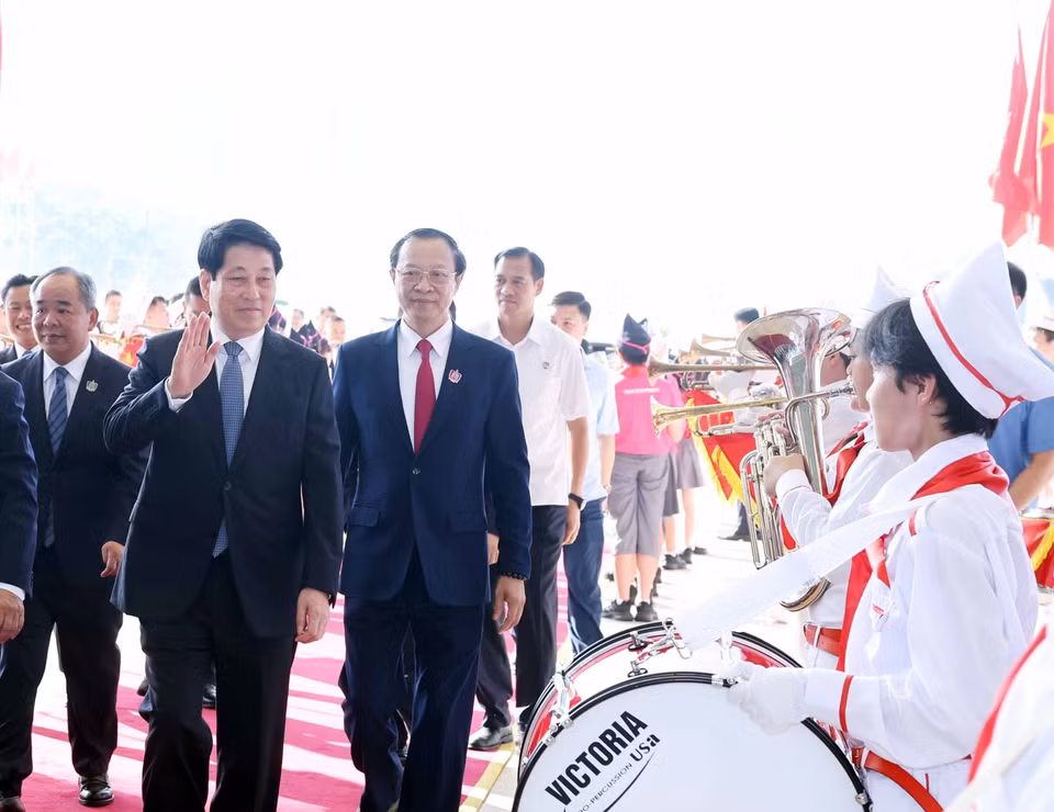 President Luong Cuong attends ceremony marking 80 years of the education sector. (Photo: VNA)