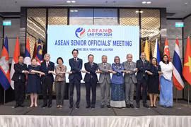 Deputy Foreign Minister Do Hung Viet (5th from left) in a group photo at the ASEAN Senior Officials' Meeting, (Photo: VNA)
