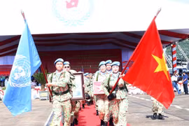 At the deployment ceremony for Level-2 Field Hospital Rotation 6 and Engineering Unit Rotation 3 in Hanoi on September 24 (Photo: VNA)